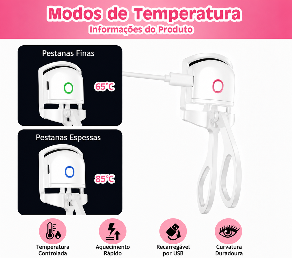 Curvador de Pestanas Elétrico | Curvatura Natural e Duradoura