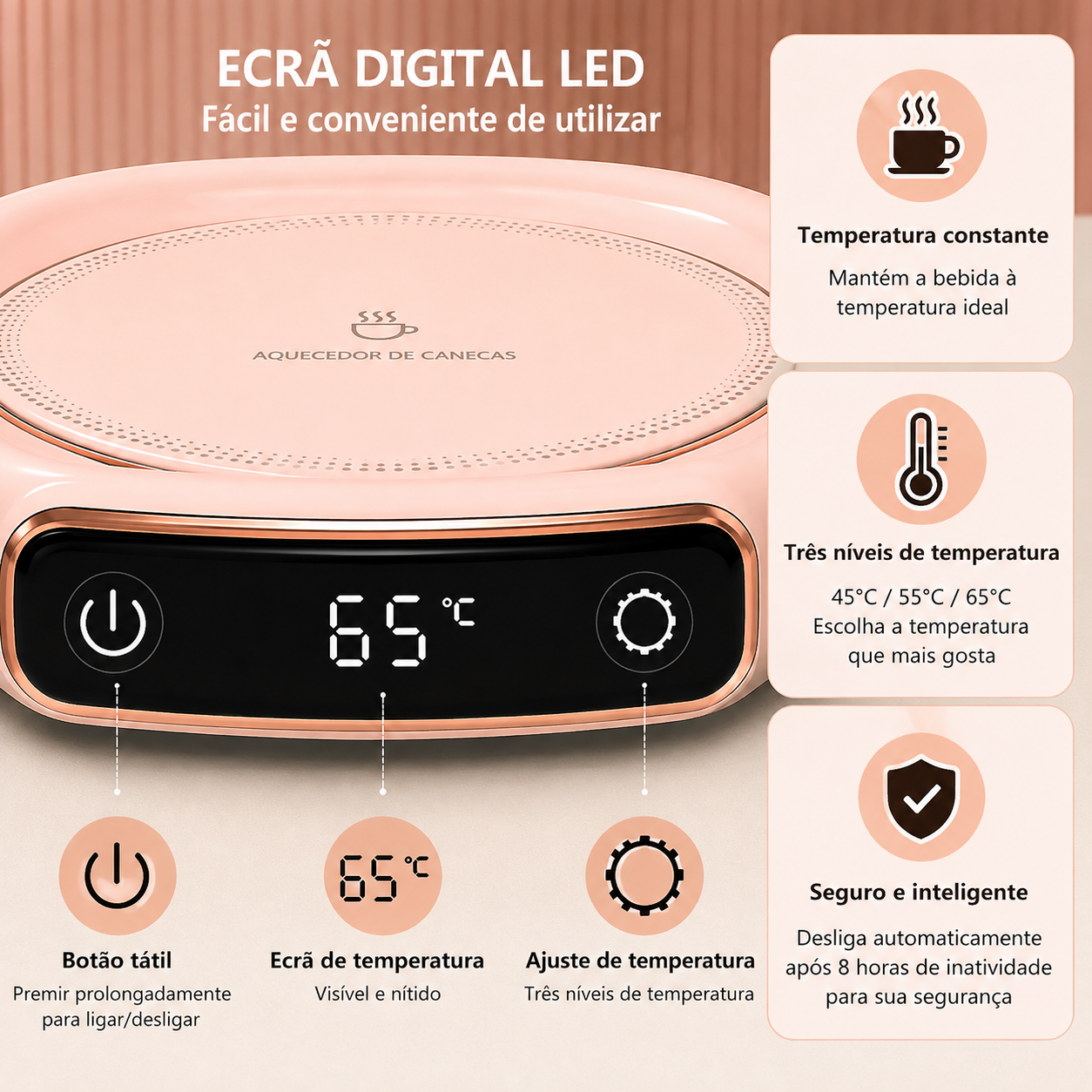 Aquecedor Elétrico para Canecas | Mantenha a Sua Bebida Quente por Mais Tempo