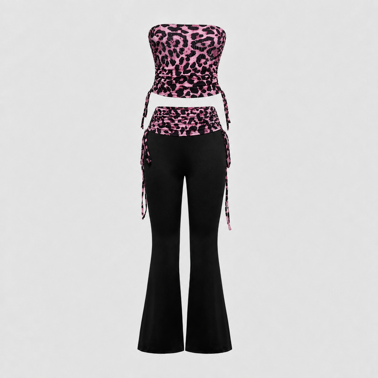 Conjunto Y2K Spicy Girl – Top Cai-Cai e Calças Boca de Sino