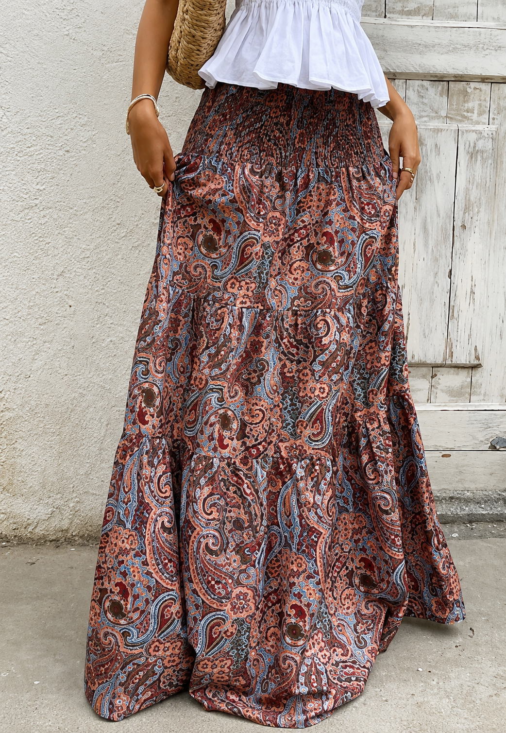 Saia Midi Floral Elegante Cintura Alta | Leve, Feminina e Confortável